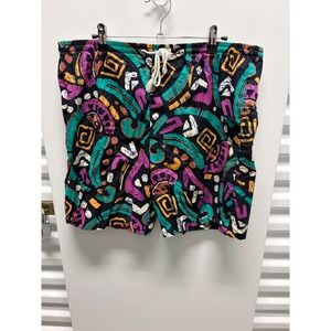 Vintage Sea Mark Swim Trunks Shorts Mens Large L Black Abstract Geometric Good